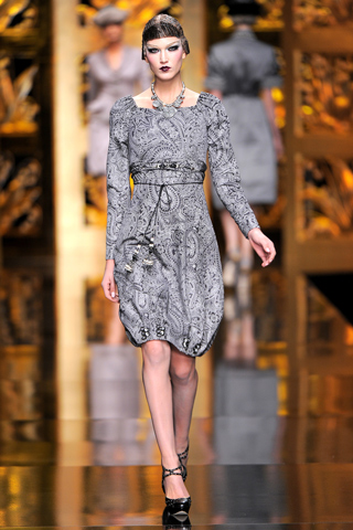 Vestido estampado gris escote cuadrado Christian Dior